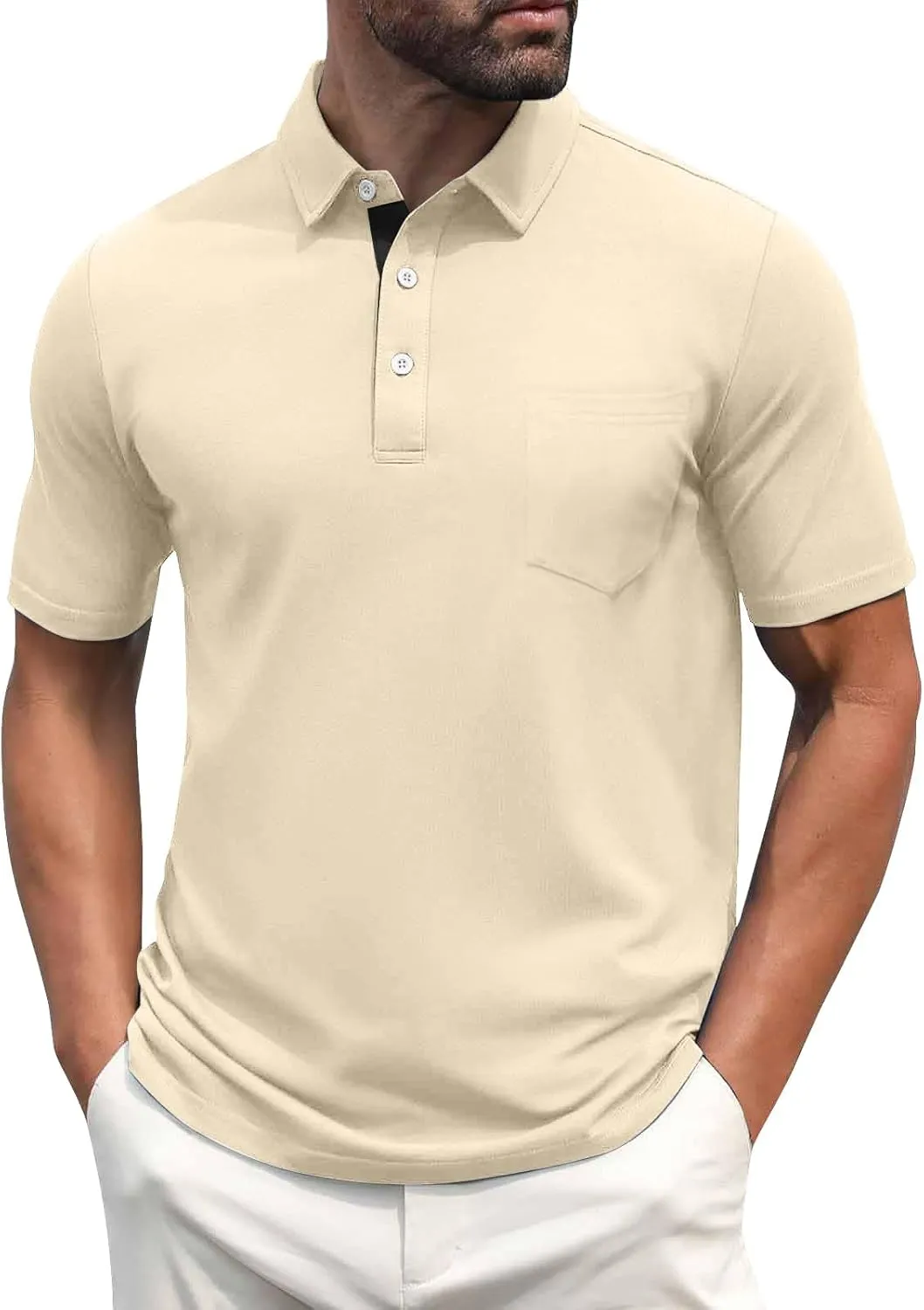 Men's Polo Shirts Short Sleeve Casual Fashion Golf Shirt Classic Slim Fit Summer T-Shirts with Pockets
