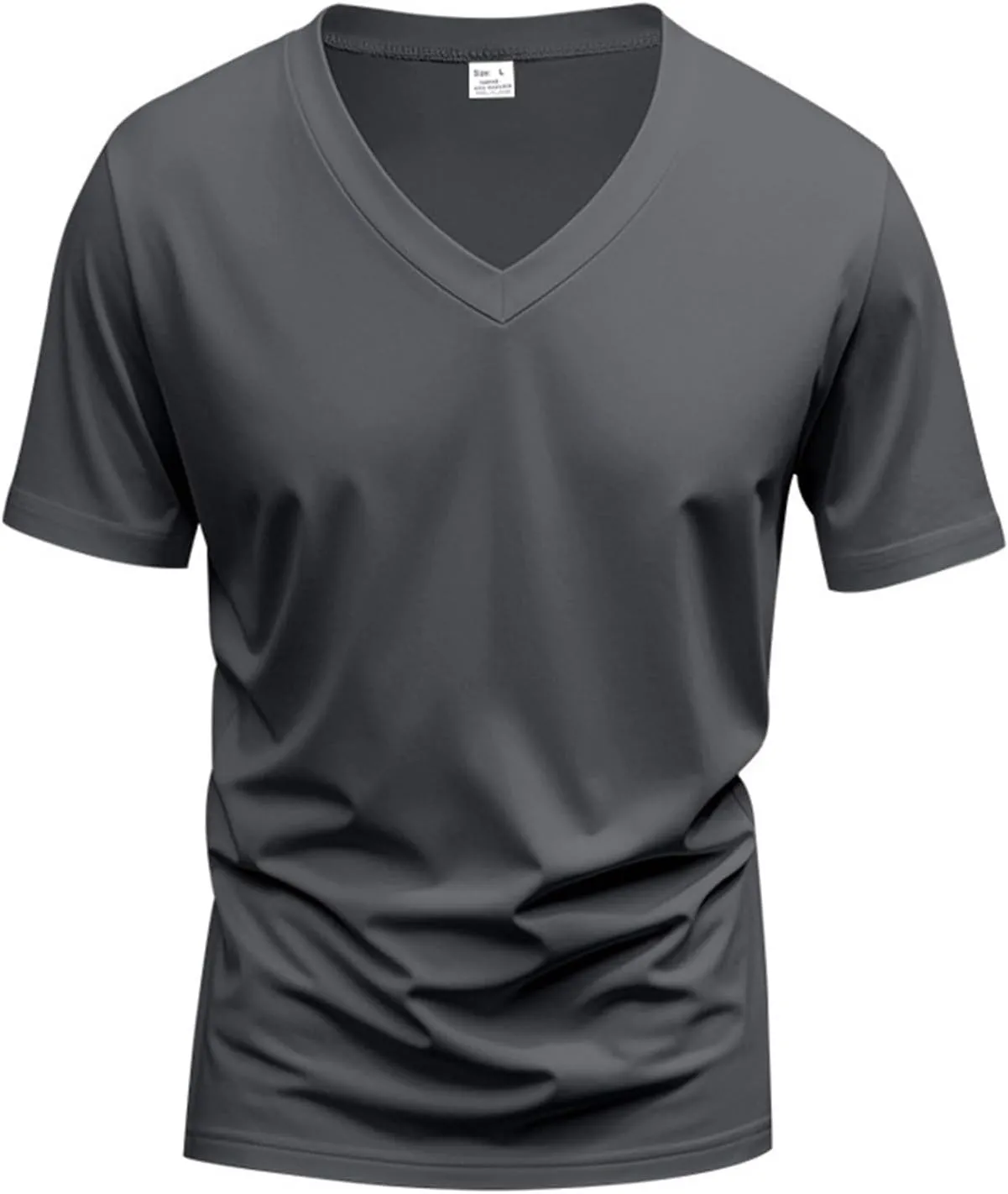 Mens Short Sleeve V Neck Muscle Slim T Shirt V-Neck Stretch Bodybuilding Shirt Soft Comfy Collarless Summer Tops