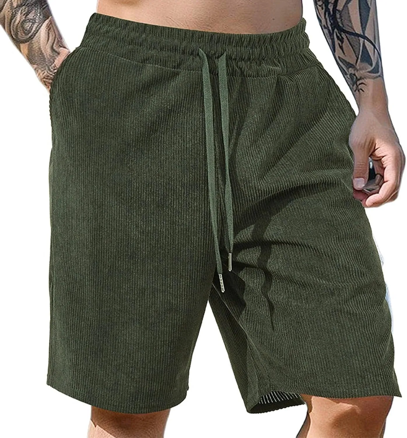 Mens Shorts Chino Summer Beach Drawstring Cotton Casual Stretch Basketball Shorts