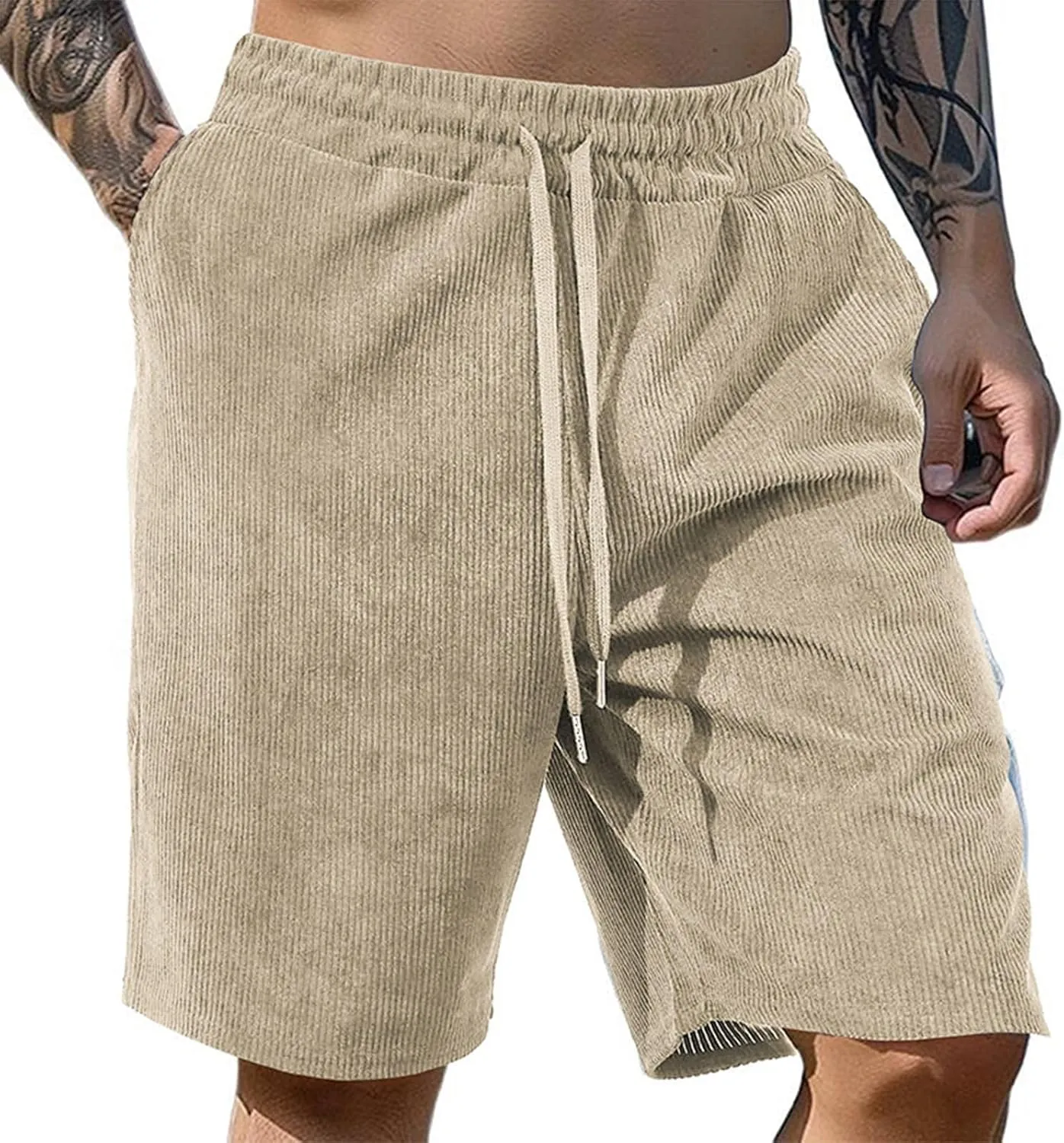 Mens Shorts Chino Summer Beach Drawstring Cotton Casual Stretch Basketball Shorts
