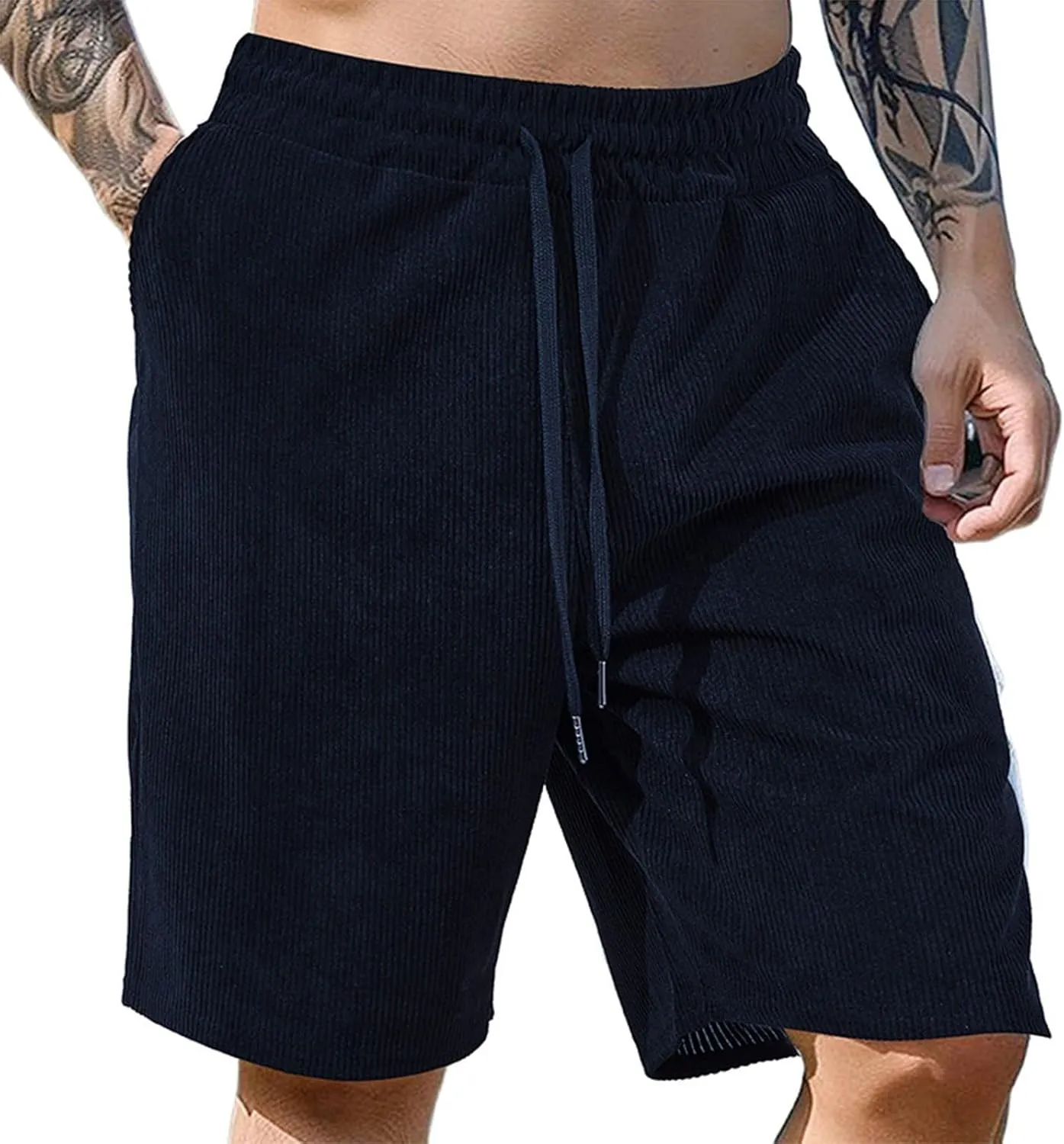 Mens Shorts Chino Summer Beach Drawstring Cotton Casual Stretch Basketball Shorts