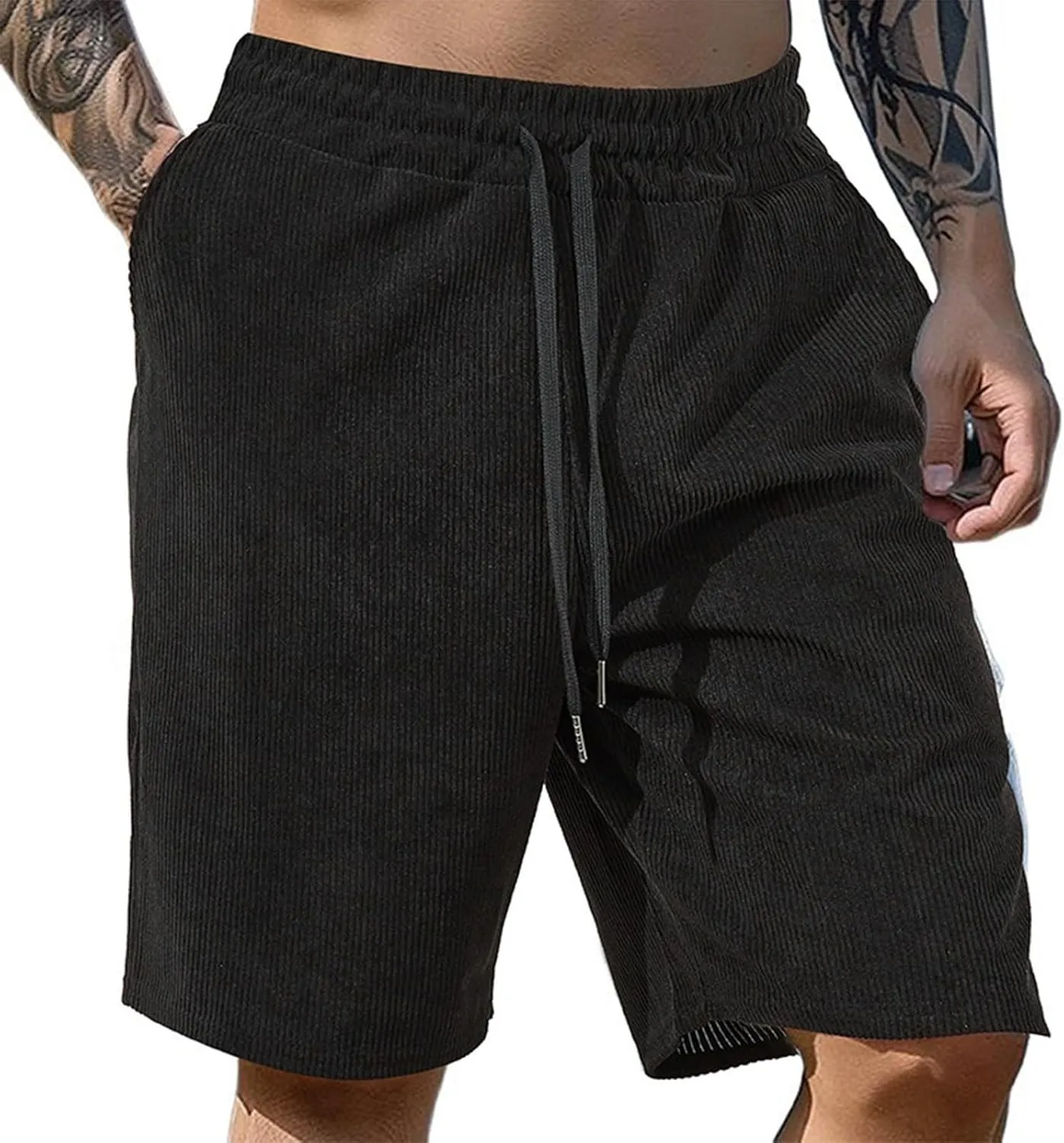Mens Shorts Chino Summer Beach Drawstring Cotton Casual Stretch Basketball Shorts