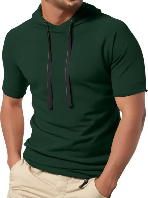 Men's Sleeveless Tank Tops with Hood Workout Gym Muscle Cut Off Shirts Bodybuilding Hoodies Pullover Cotton T Shirt