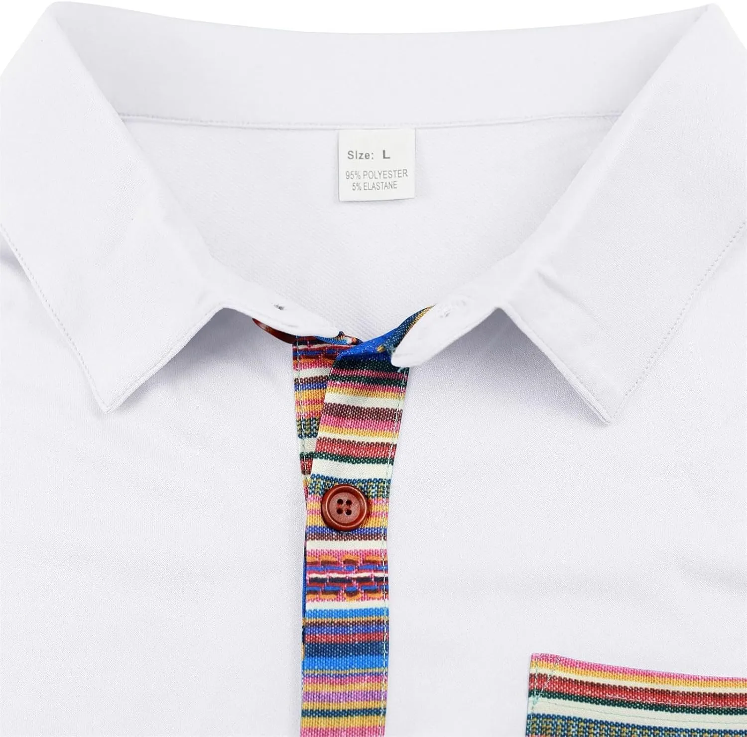 Men's Slim Fit Golf Polo Shirts Classic Short Sleeve Striped Performance Moisture Wicking Quick Dry Button Down