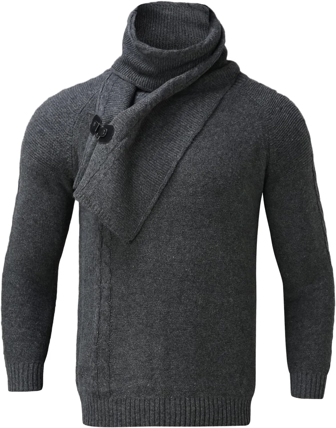 Mens Slim Fit Pullover Sweaters with Scarf Turtleneck Knit Sweater Warm Jumper Lightweight Long Sleeve Pullovers
