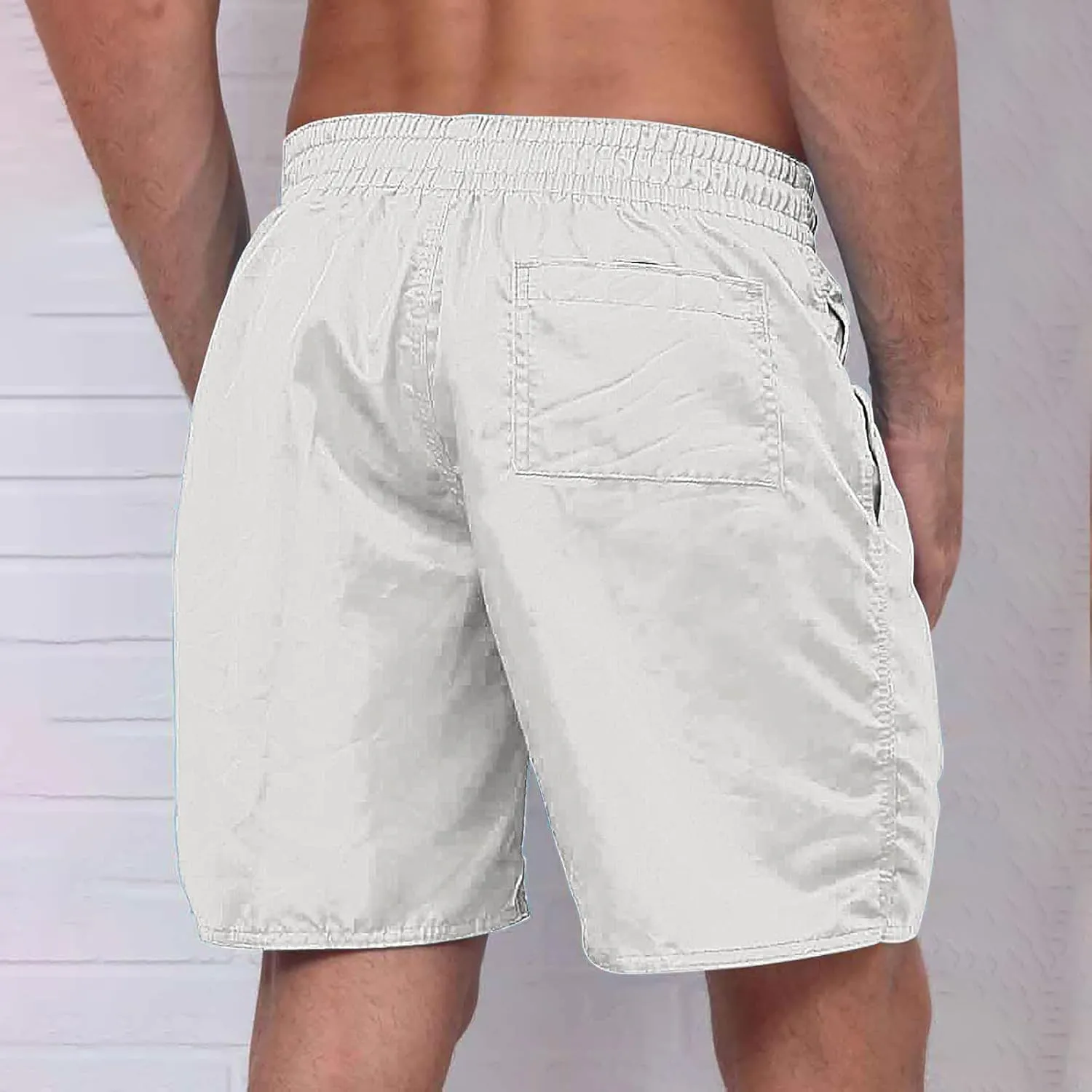 Men's Summer Beach Shorts Lightweight Elastic Waist Drawstring Casual Shorts with Pockets 5'' Twill Chino Golf Shorts