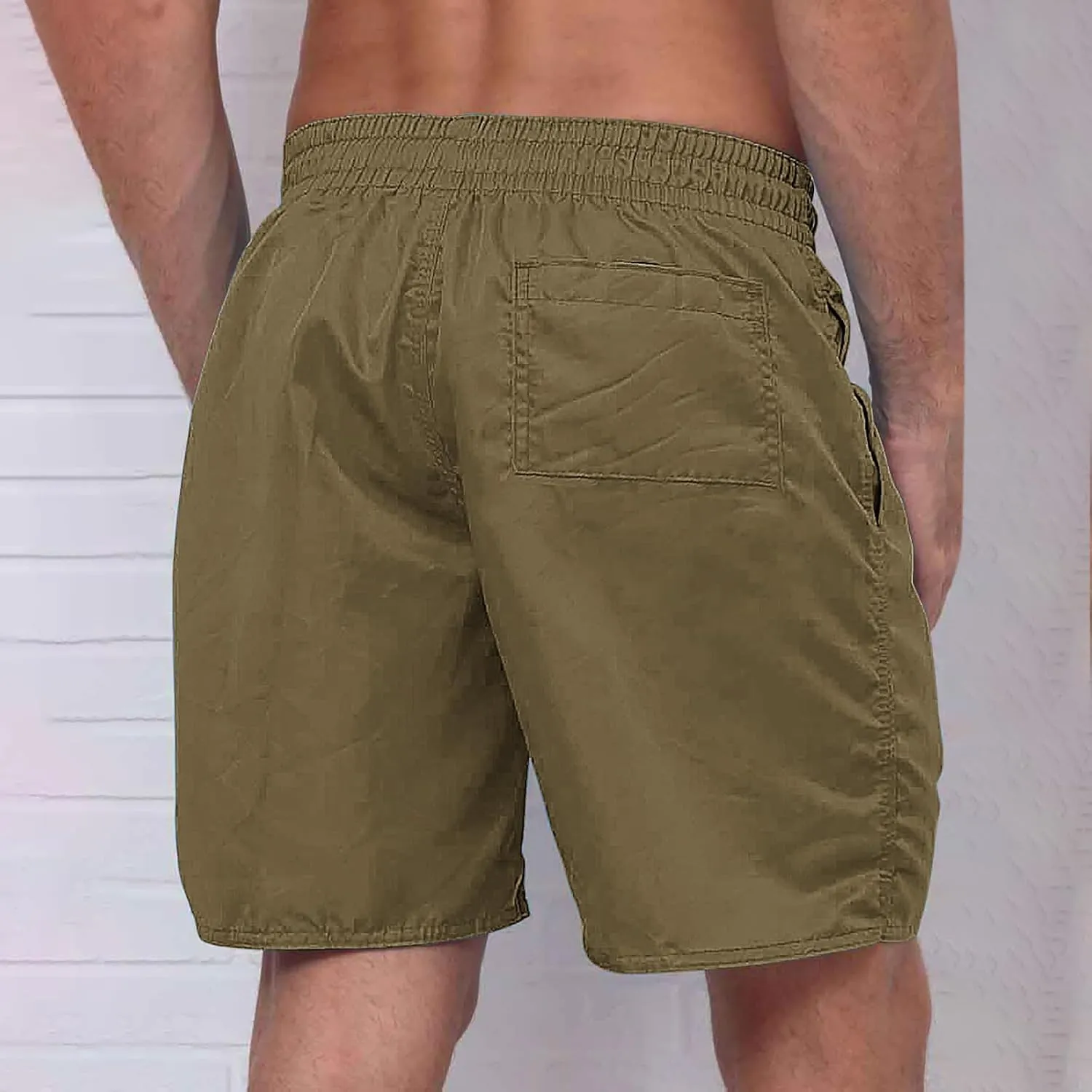 Men's Summer Beach Shorts Lightweight Elastic Waist Drawstring Casual Shorts with Pockets 5'' Twill Chino Golf Shorts