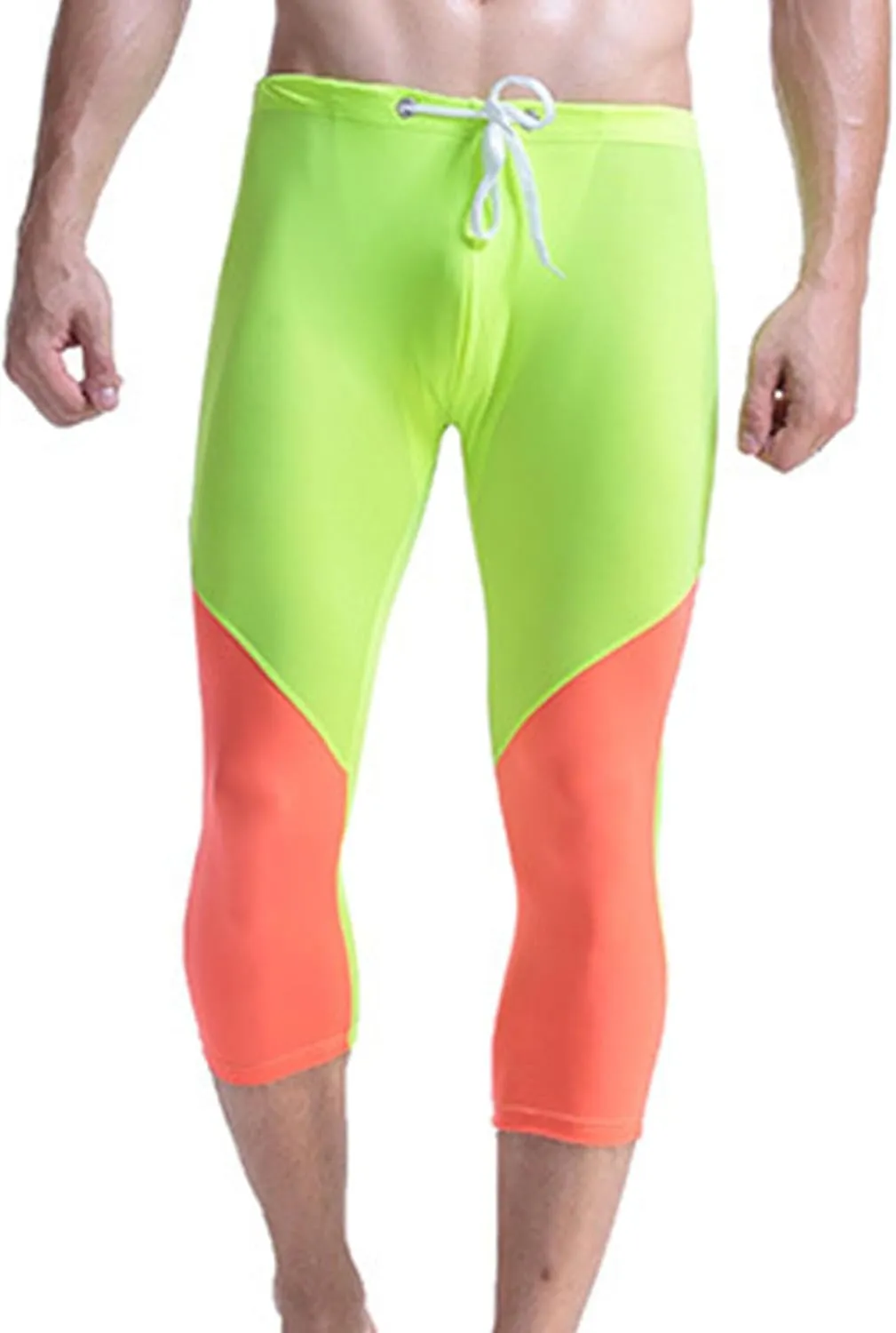 Men's Swim Pants Color Block Quick Dry Pants Fashion 2025 Capri Pants Cycling Running Fitness Pants Leggings Swimwear