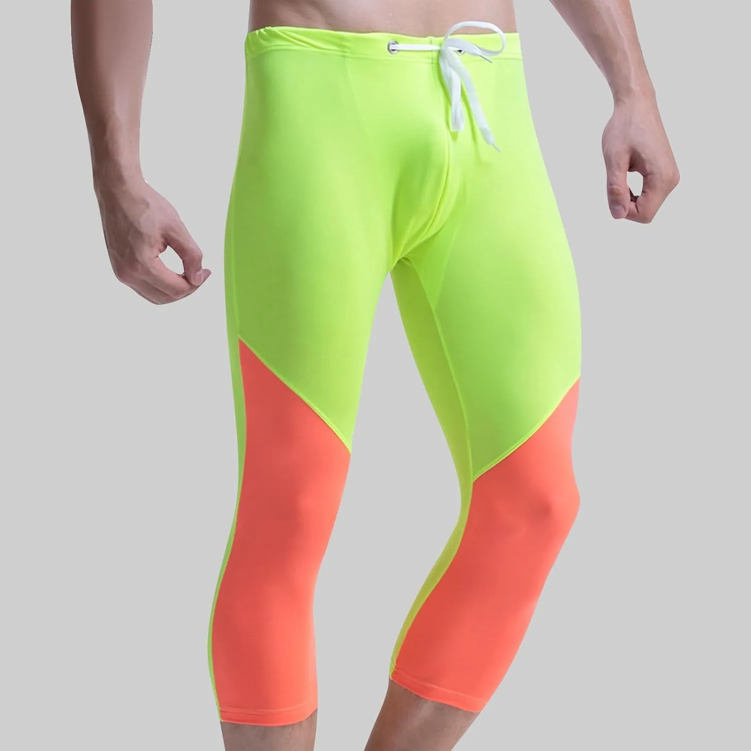 Men's Swim Pants Color Block Quick Dry Pants Fashion 2025 Capri Pants Cycling Running Fitness Pants Leggings Swimwear