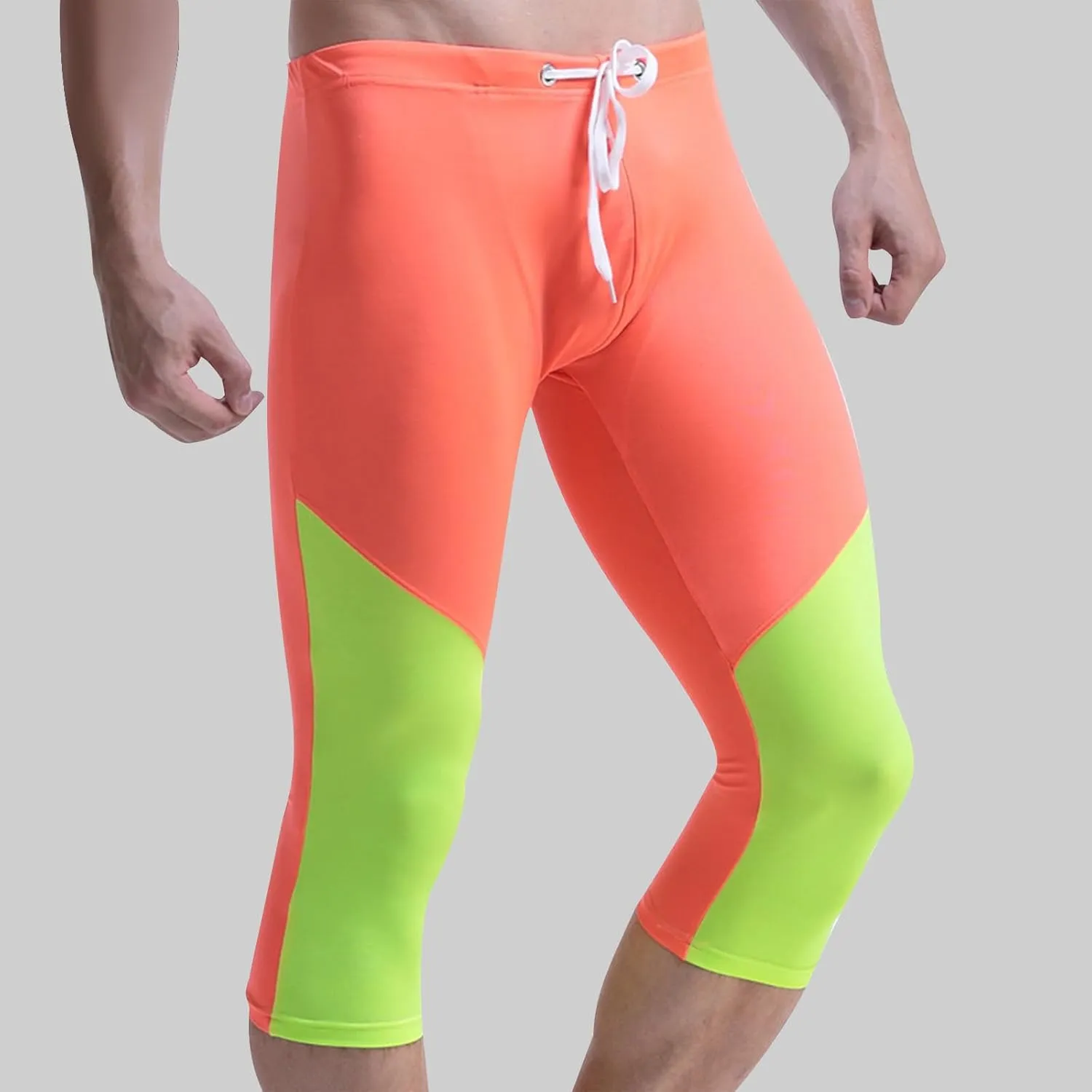 Men's Swim Pants Color Block Quick Dry Pants Fashion 2025 Capri Pants Cycling Running Fitness Pants Leggings Swimwear