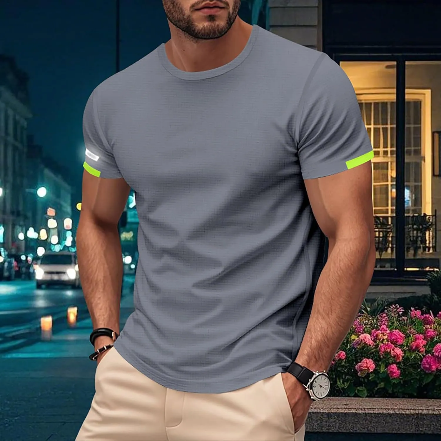 Men's T-Shirts Summer Short Sleeve Slim Fit Crew Neck Fitted Everyday Tshirt Basic Tees Moisture Wicking T Shirt Daily