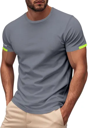 Men's T-Shirts Summer Short Sleeve Slim Fit Crew Neck Fitted Everyday Tshirt Basic Tees Moisture Wicking T Shirt Daily