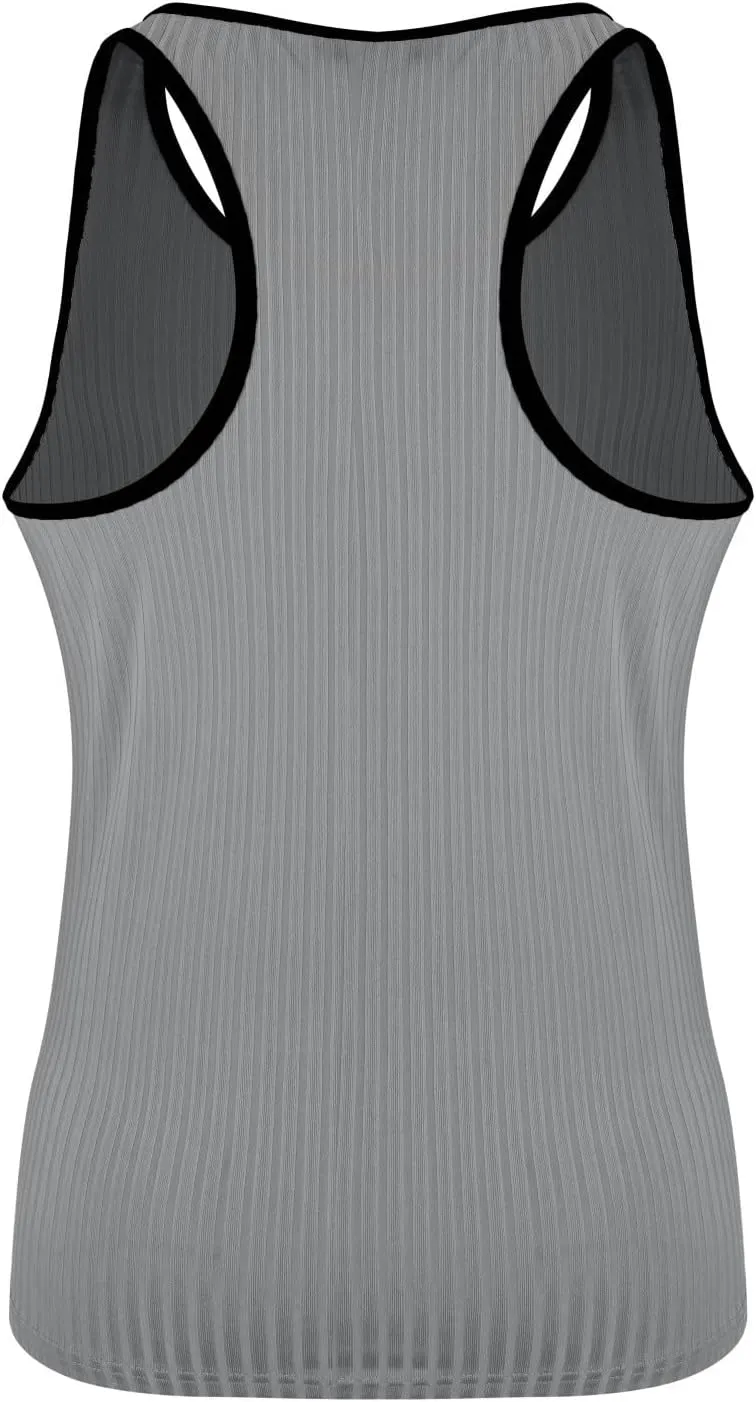 Mens Tank Top Slim Fit Vertical Striped Knitted Fitness Sleeveless Muscle Shirt Rib Knit Round Neck Undershirts