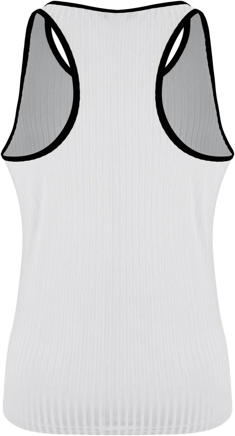 Mens Tank Top Slim Fit Vertical Striped Knitted Fitness Sleeveless Muscle Shirt Rib Knit Round Neck Undershirts