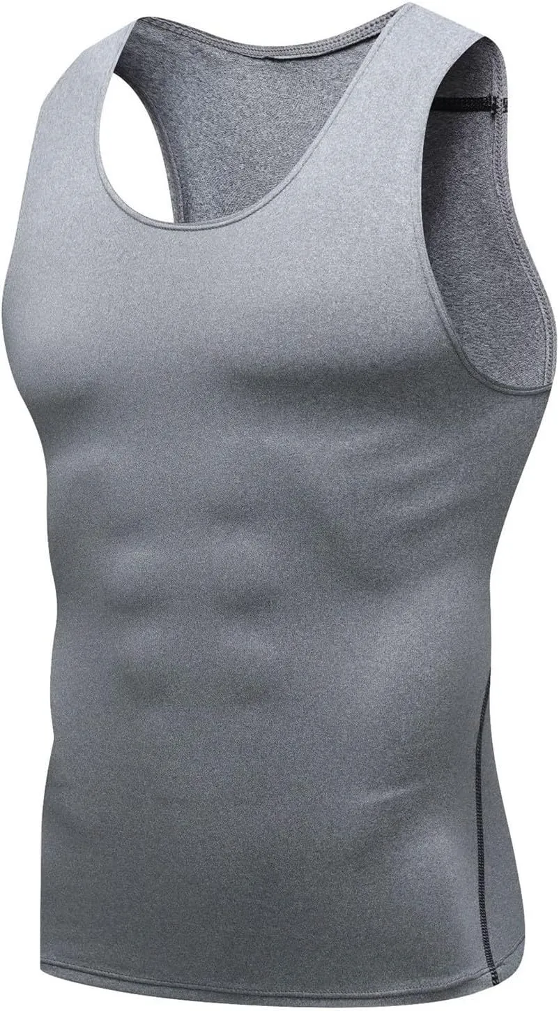 Men's Tank Tops Slim Fit Stretch Gym Bodybuilding Muscle Shirt Vests Summer Quick Drying Tights Sport Workout Shirts