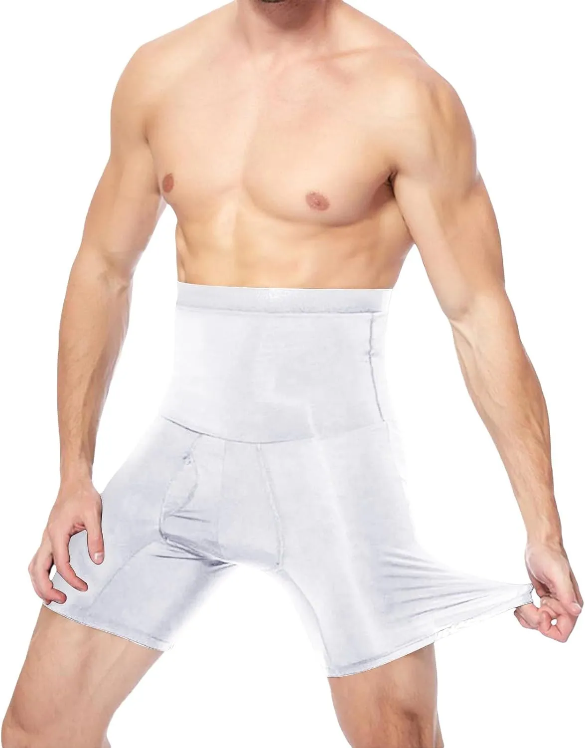 Men's Tummy Control Shapewear Shorts High Waist Slimming Anti-Curling Underwear Body Shaper Compression Seamless Boxer Briefs