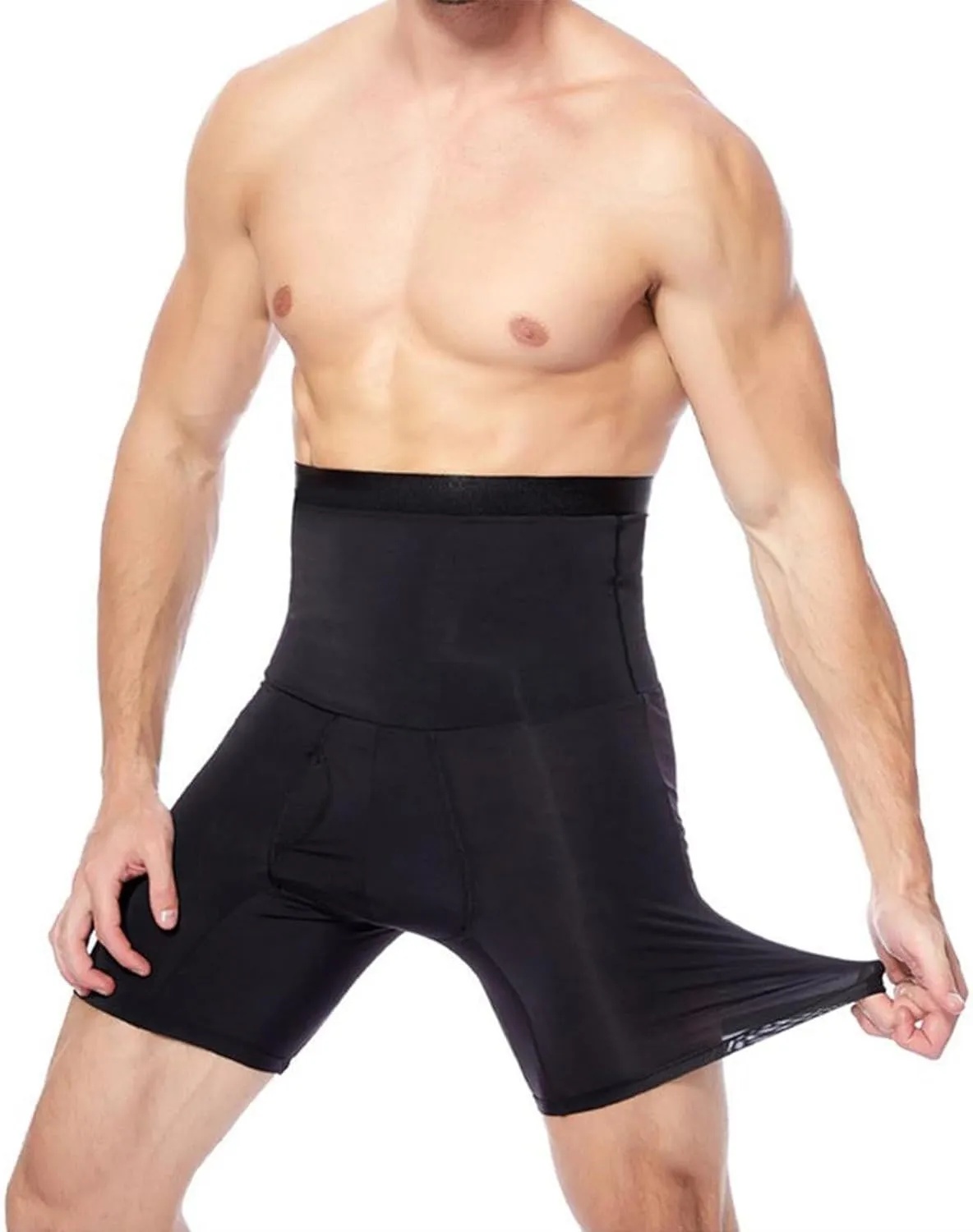 Men's Tummy Control Shapewear Shorts High Waist Slimming Anti-Curling Underwear Body Shaper Compression Seamless Boxer Briefs