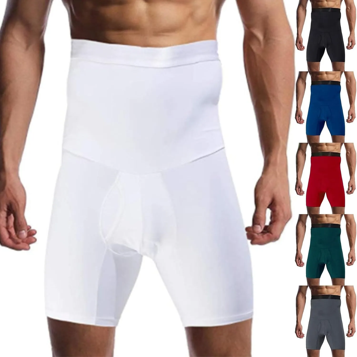 Men's Tummy Control Shapewear Shorts High Waist Slimming Anti-Curling Underwear Body Shaper Compression Seamless Boxer Briefs