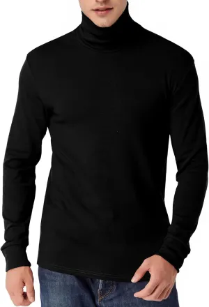 Mens Turtleneck Long Sleeve T Shirts Slim Fit Thermal Undershirt Lightweight Pullover