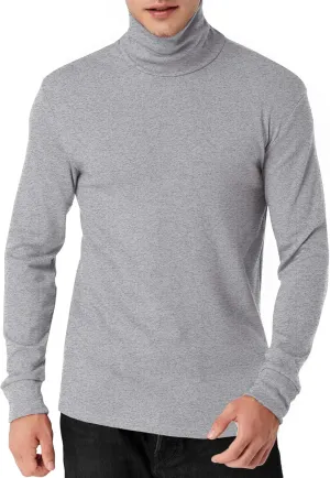 Mens Turtleneck Long Sleeve T Shirts Slim Fit Thermal Undershirt Lightweight Pullover