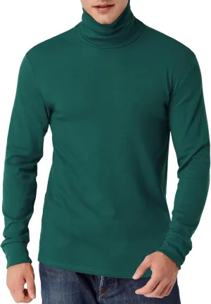 Mens Turtleneck Long Sleeve T Shirts Slim Fit Thermal Undershirt Lightweight Pullover