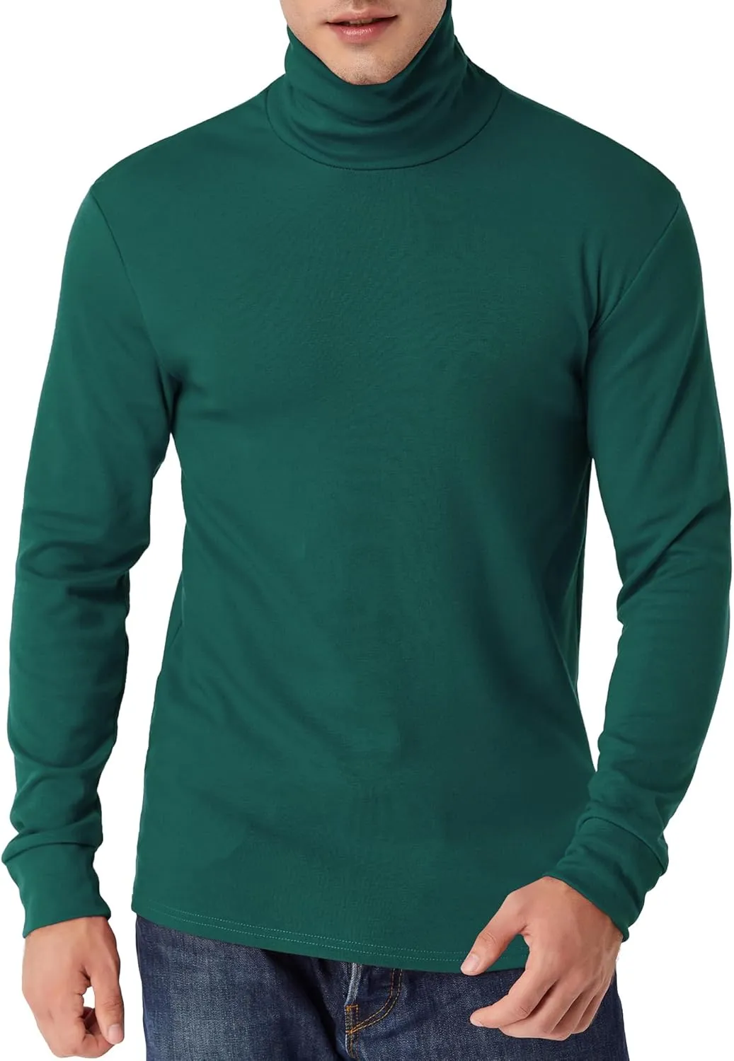 Mens Turtleneck Long Sleeve T Shirts Slim Fit Thermal Undershirt Lightweight Pullover