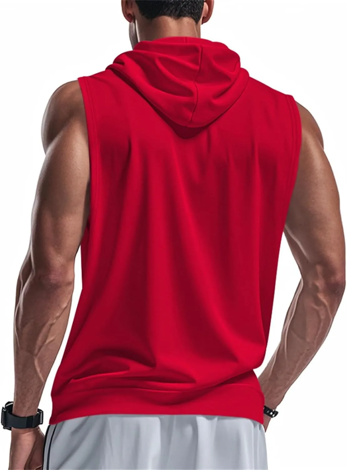 Men's Workout Hooded Tank Tops Full Zip Sleeveless Gym Shirts Regular Fit Bodybuilding Hoodies Muscle Cut Off T Shirt