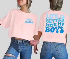 MOUSYA Boy Mom Shirts Women Mom Shirt Oversized Boy Mama Graphic Shirts Casual Short Sleeve Tee Tops
