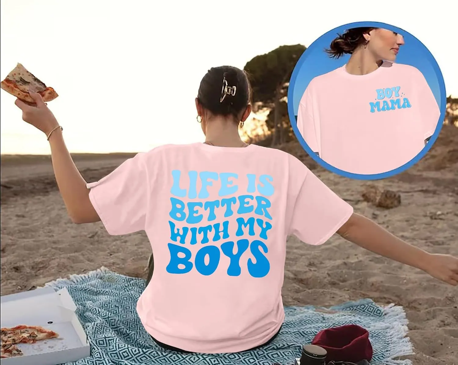 MOUSYA Boy Mom Shirts Women Mom Shirt Oversized Boy Mama Graphic Shirts Casual Short Sleeve Tee Tops