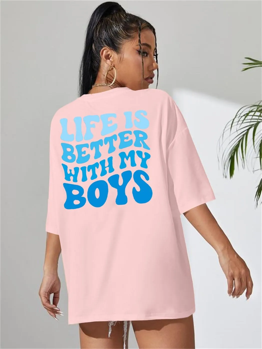 MOUSYA Boy Mom Shirts Women Mom Shirt Oversized Boy Mama Graphic Shirts Casual Short Sleeve Tee Tops