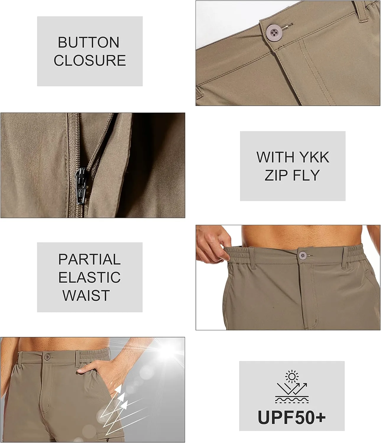 NATUVENIX Hiking Shorts Men, Quick-Dry Fishing Shorts for Men Lightweight Stretch Work Shorts Causal Travel