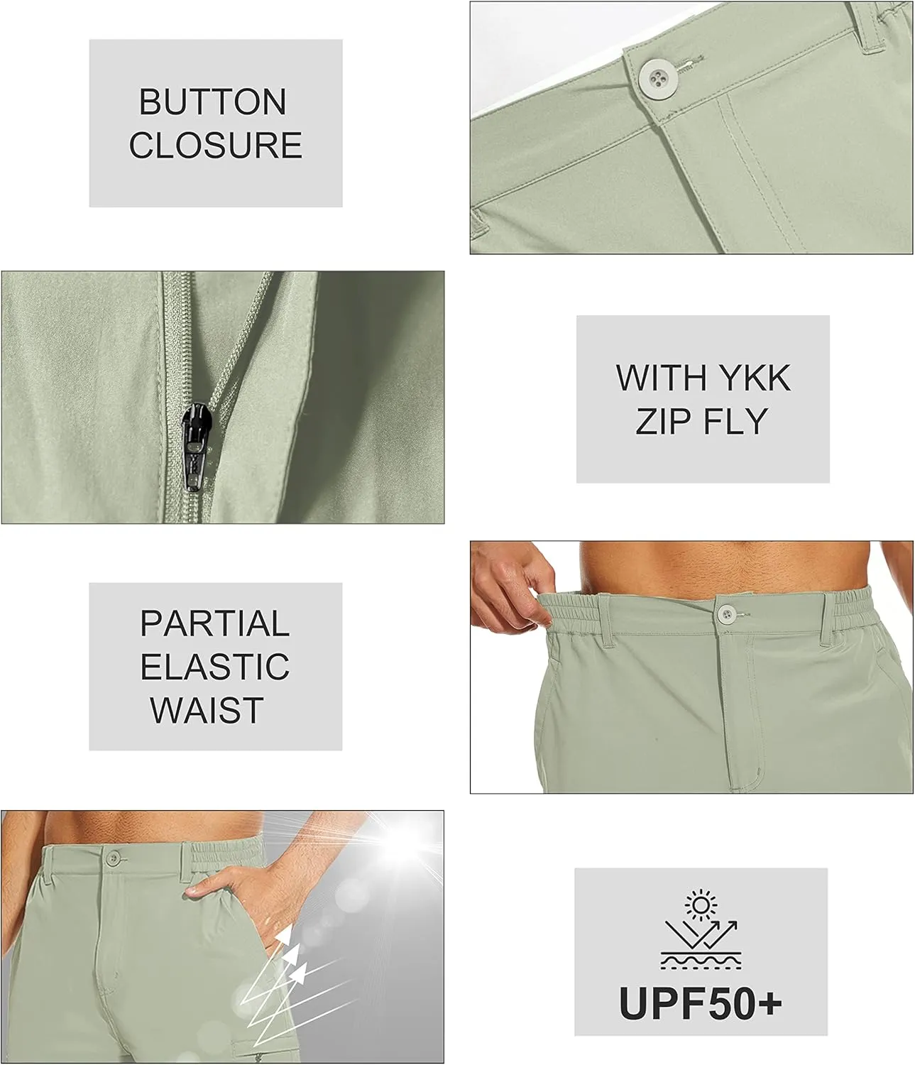 NATUVENIX Hiking Shorts Men, Quick-Dry Fishing Shorts for Men Lightweight Stretch Work Shorts Causal Travel