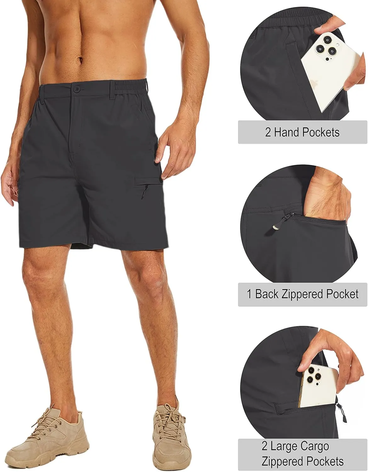 NATUVENIX Hiking Shorts Men, Quick-Dry Fishing Shorts for Men Lightweight Stretch Work Shorts Causal Travel