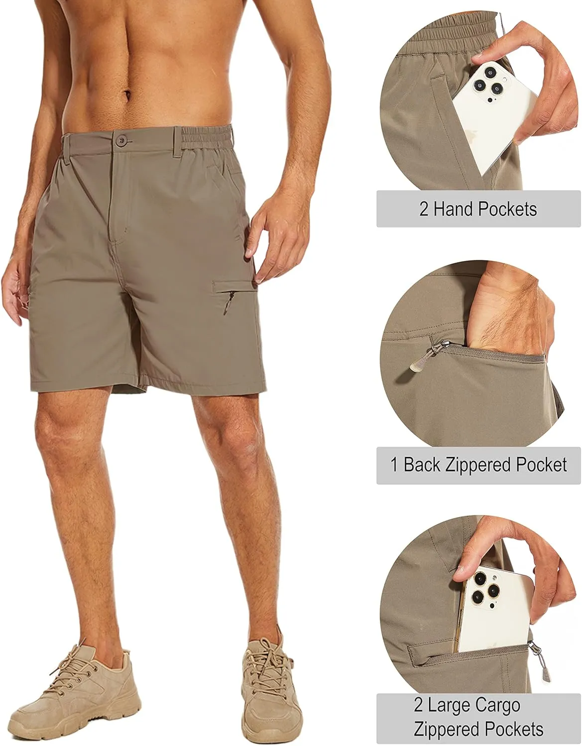 NATUVENIX Hiking Shorts Men, Quick-Dry Fishing Shorts for Men Lightweight Stretch Work Shorts Causal Travel