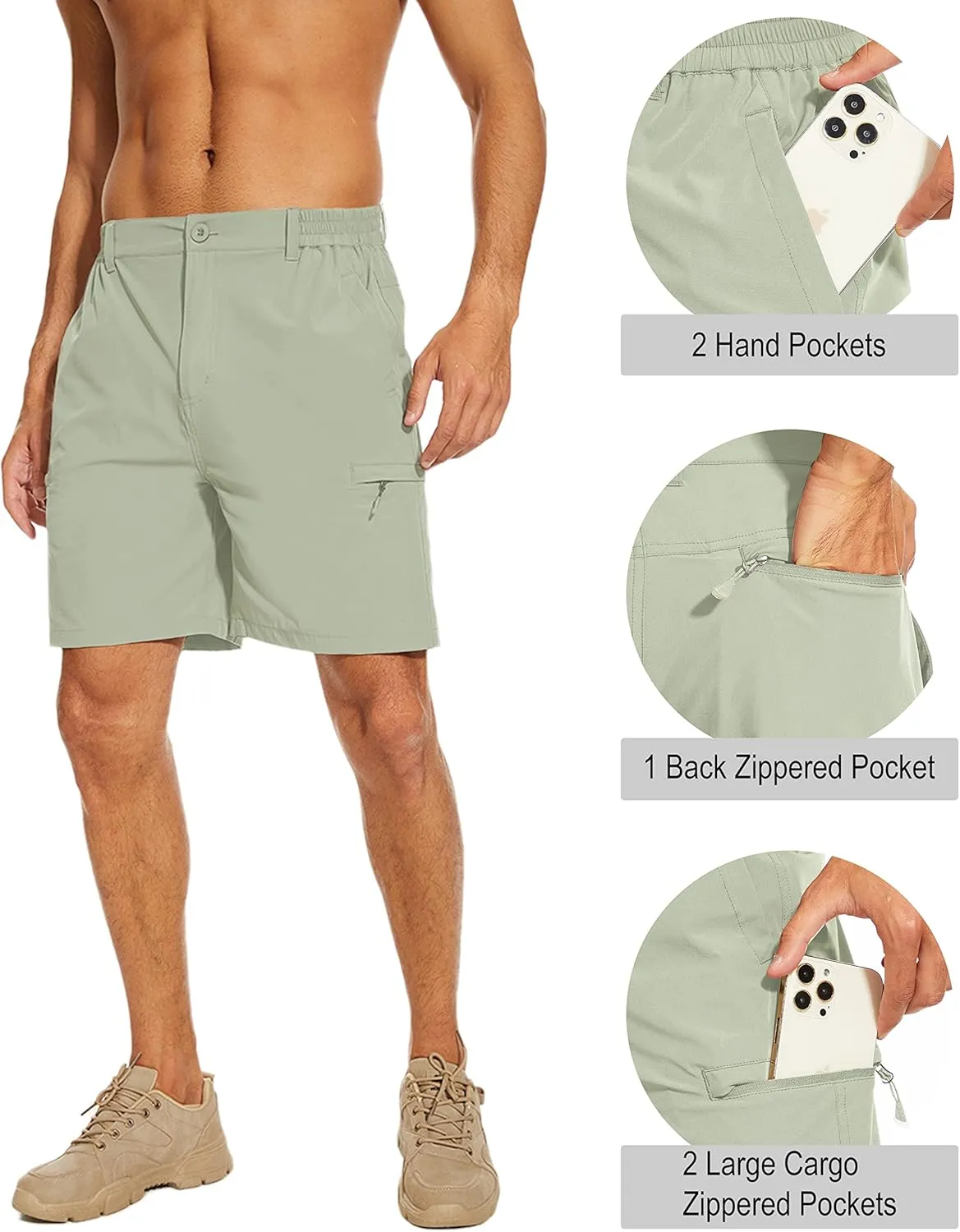 NATUVENIX Hiking Shorts Men, Quick-Dry Fishing Shorts for Men Lightweight Stretch Work Shorts Causal Travel