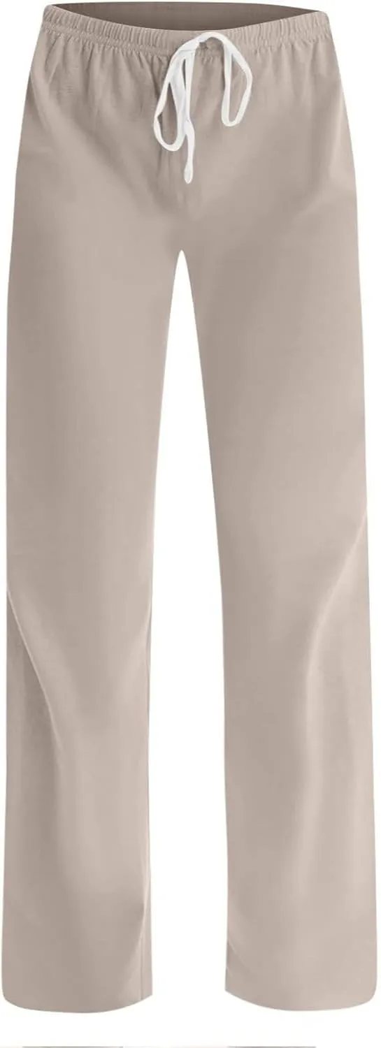 Pants for Women Casual High Waist Drawstring Elastic Waist Pants Lightweight Comfy Straight Leg Pant Loose Fit Trousers