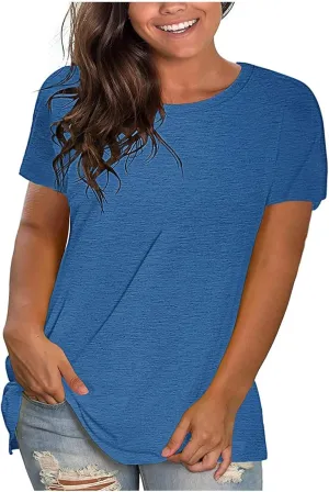 Plus Size T Shirts for Women Basic Solid Color Crewneck Short Sleeve Pullover Tees 2025 Summer Tops Bottoming Shirt