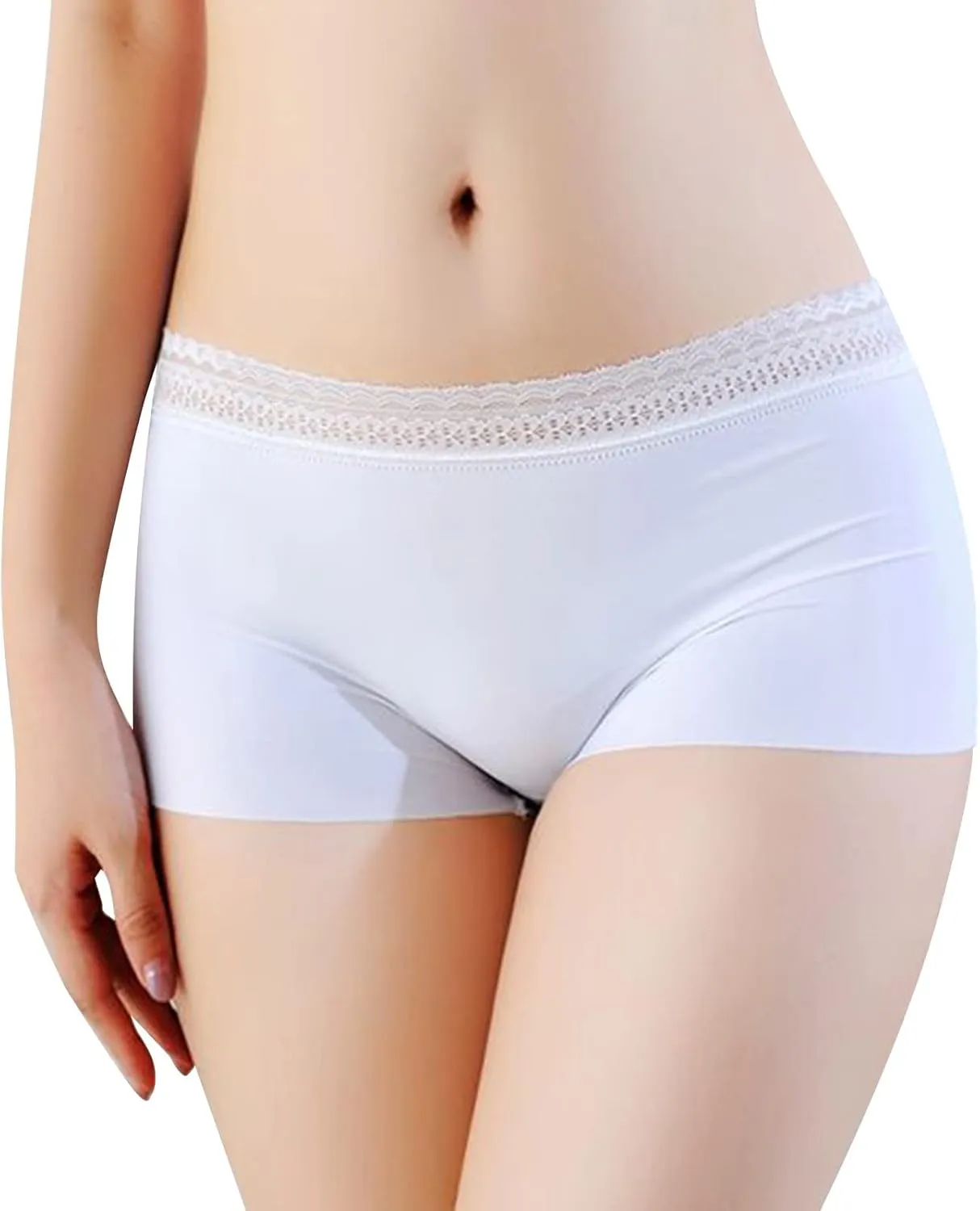 Plus Size Underwear for Women Ice Silk No Lines Boyshorts Coverage High Waisted Moisture Wicking Cotton Briefs