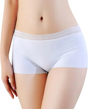 Plus Size Underwear for Women Ice Silk No Lines Boyshorts Coverage High Waisted Moisture Wicking Cotton Briefs