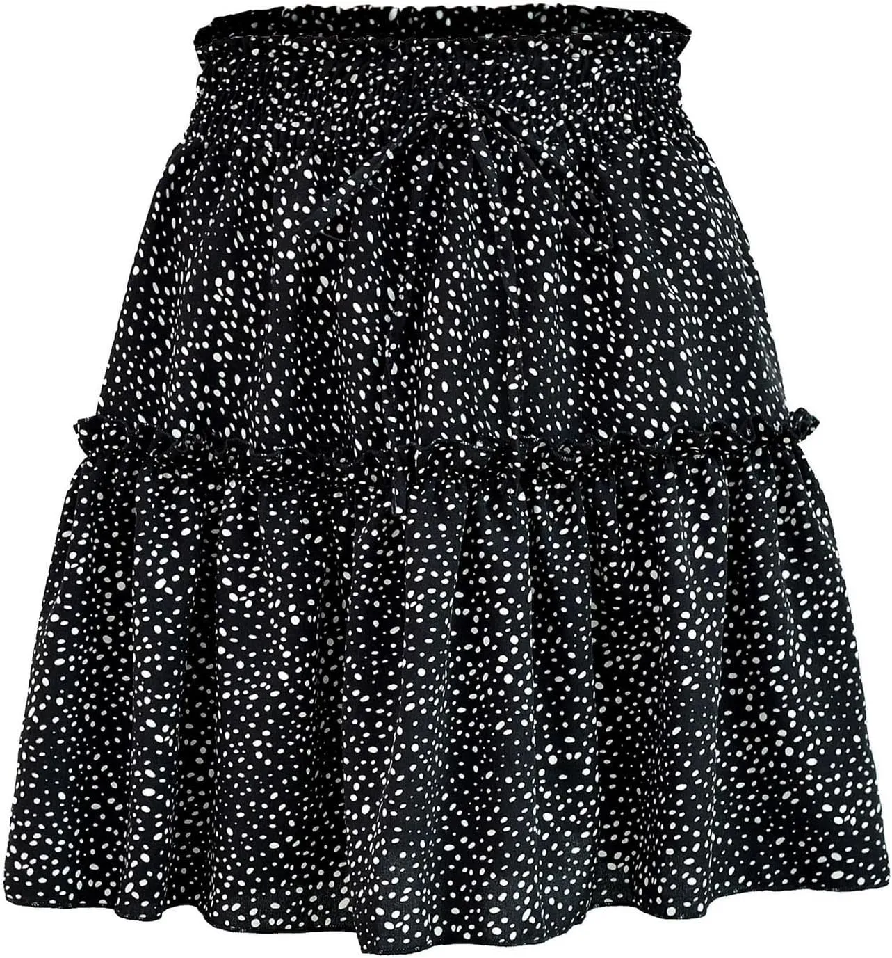 Polka Dot Smocked Skirt for Women Fashion Ruffle Tiered Boho Mini Skirts High Waist Casual Vacation Outfits