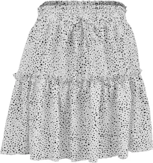 Polka Dot Smocked Skirt for Women Fashion Ruffle Tiered Boho Mini Skirts High Waist Casual Vacation Outfits