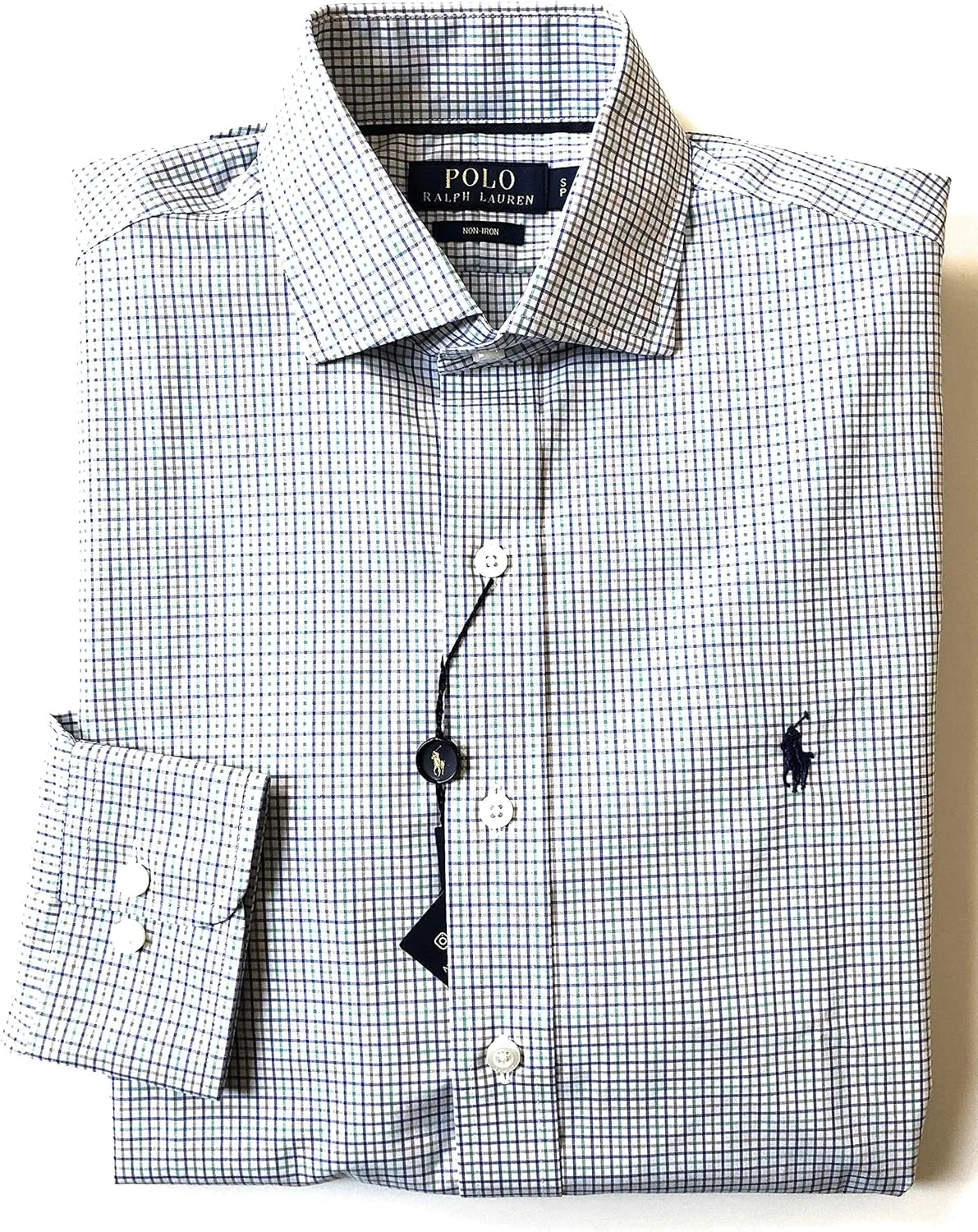 Polo Ralph Lauren Men's Non Iron Classic Fit Plaid Shirt Green Multi,Size Small