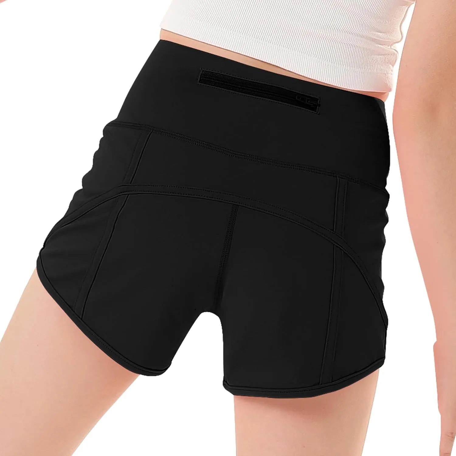 RISSCAN Girls Athletic Running Shorts Teen Girls with Back Zip Pocket Workout Quick Dry Lightweight Active Short for Kids