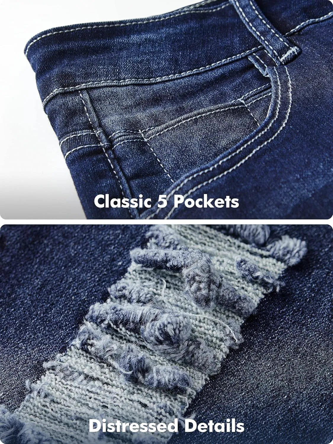 roswear Women's Essentials Ripped Mid Rise Destroyed Skinny Jeans
