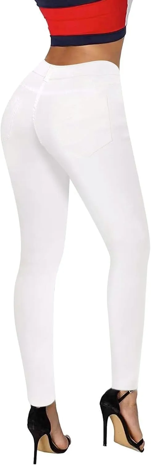 roswear Women's Essentials Ripped Mid Rise Destroyed Skinny Jeans