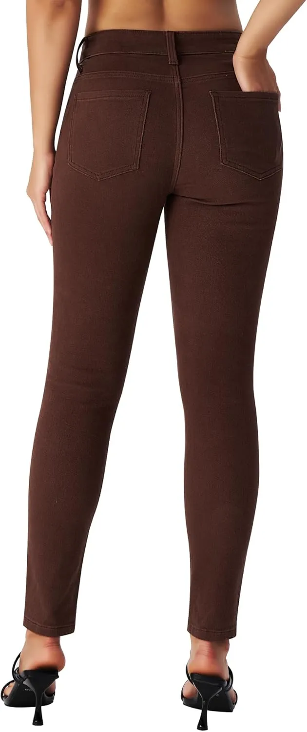 roswear Women's Essentials Ripped Mid Rise Destroyed Skinny Jeans
