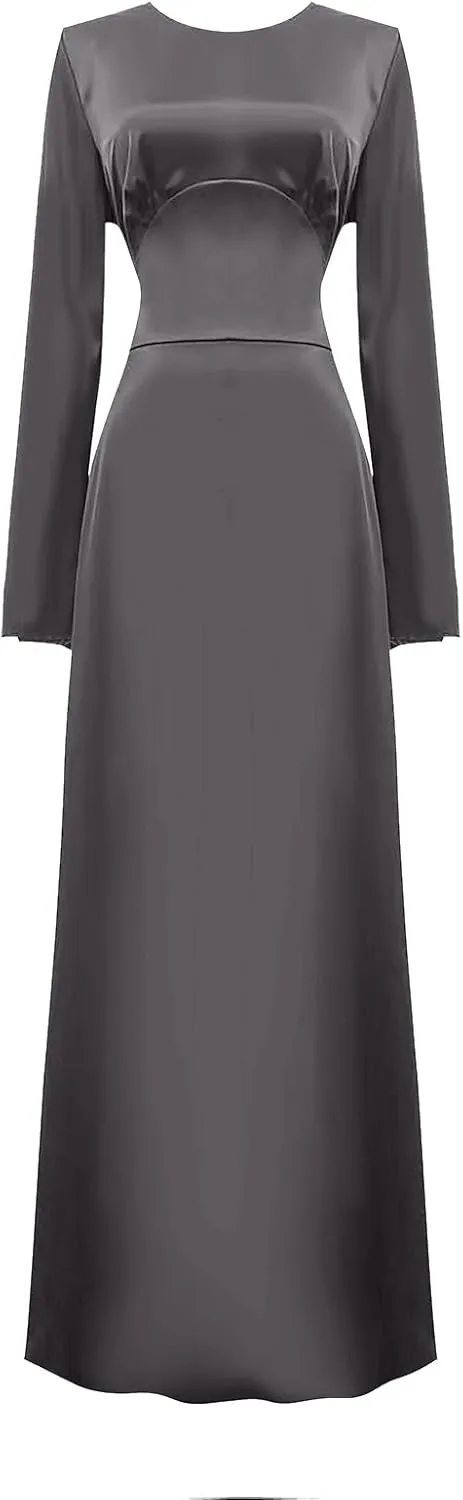 Satin Wedding Guest Dresses for Women Elegant Flared Sleeve Trendy Dress Infinity Fitted Outfits Comfy Suit Slimming
