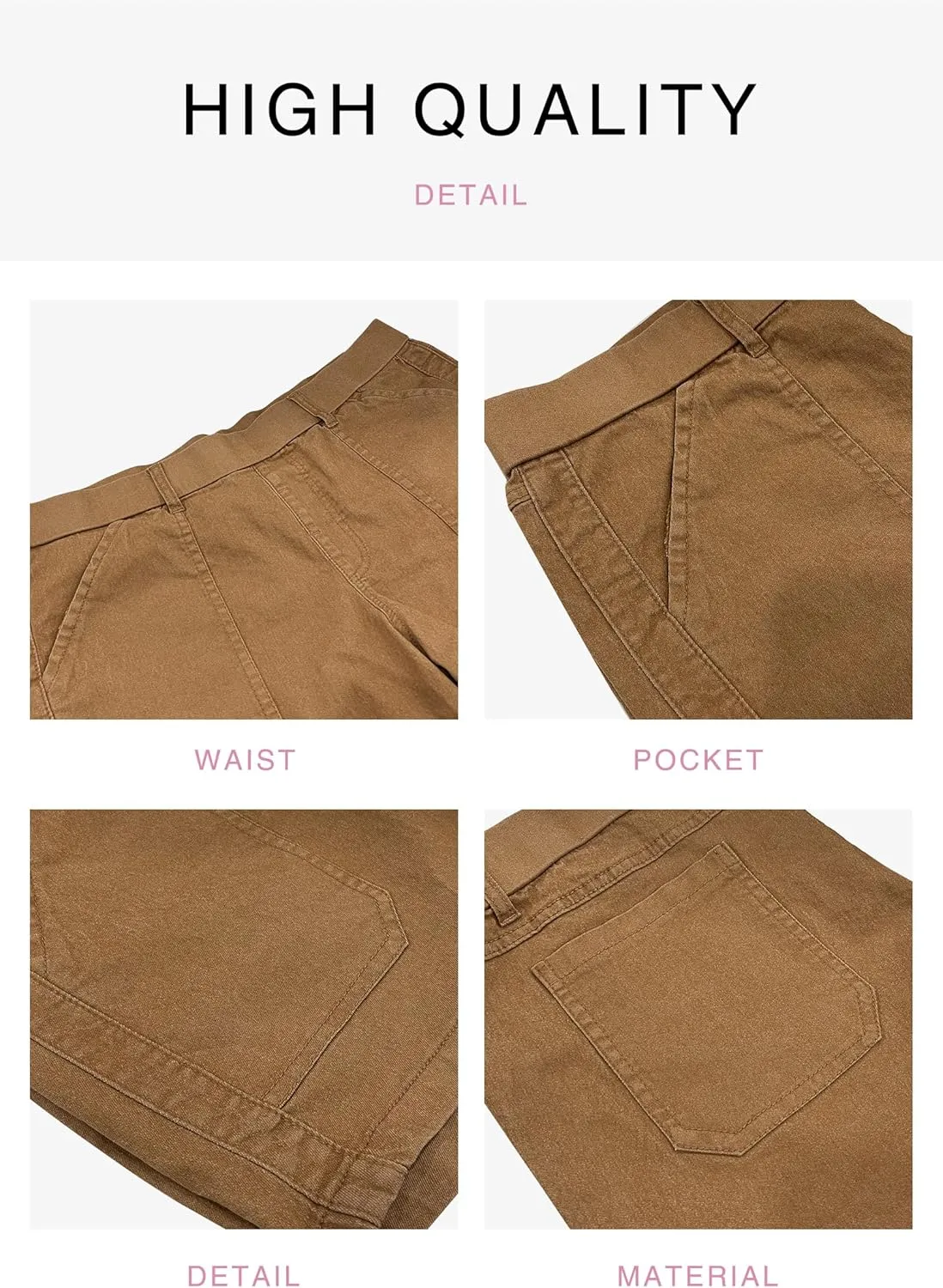 SESERAGI Women's Stretch Twill Shorts High Waisted 3.5 Inch Inseam Elastic Wasit Shorts