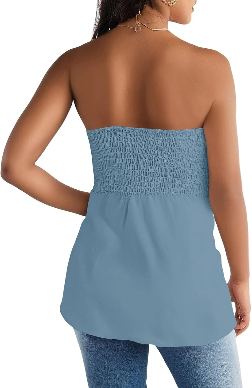 Sexy Tank Tops for Women Summer Strapless Tube Top Flare Hem Bandeau Backless Funny Shirts Holiday Sleeveless Blouse