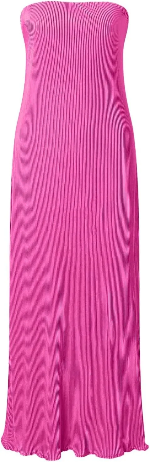 Sexy Women Strapless Tube Long Dresses Off The Shoulder Cut Out Skinny Slit Maxi Dress Party Club Beach Maxi Wrap